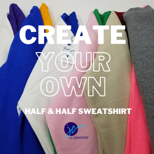 Create Your Own Embroidered Organization Year Half and Half Crew Neck Unisex Sweatshirt, Custom Half and Half Crewneck Sweatshirt, Custom Gear, Custom Sweatshirt