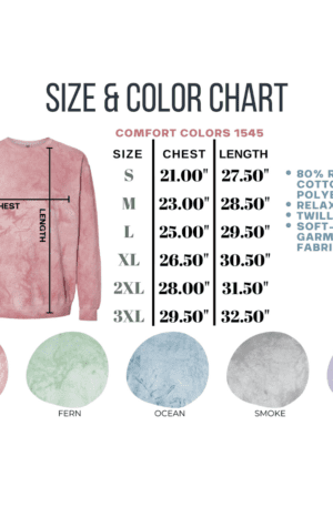 Image showing a size and color chart for Ladies Balloon Sleeve Soft Stretch shirts, ideal for Alpha Kappa Alpha Silver Star/Soror Shirt. Sizes range from S to 3XL with chest and length measurements. Shirt colors: Clay, Fern, Ocean, Smoke, Amethyst. Fabric details listed.