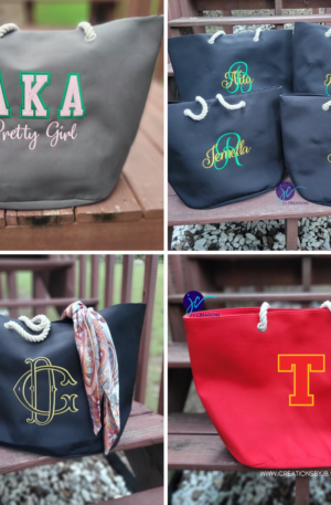 Embroidered Personalized Canvas Rope Tote