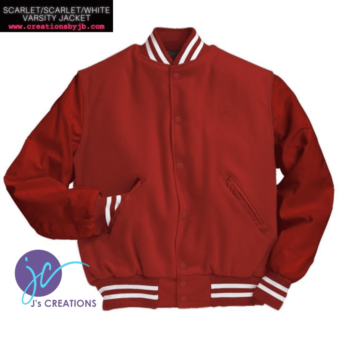 Women's Red and White Fleece letterman Jacket