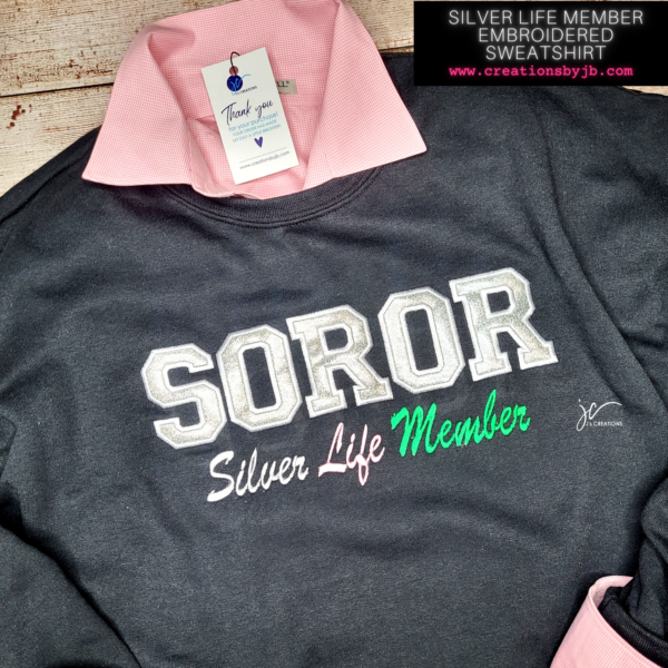 Silver Life Member Soror Embroidered Short Sleeve Unisex T Shirt