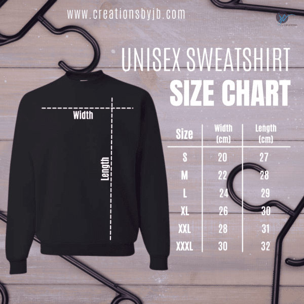 A black sweatshirt with the size of it and measurements.