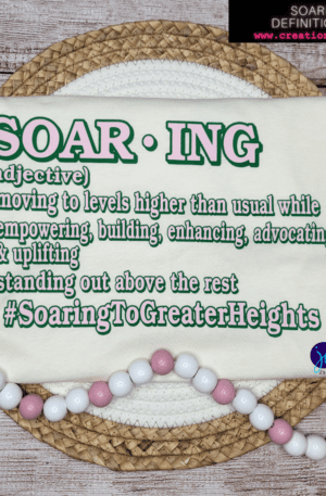A white napkin with the word soar ing on it.