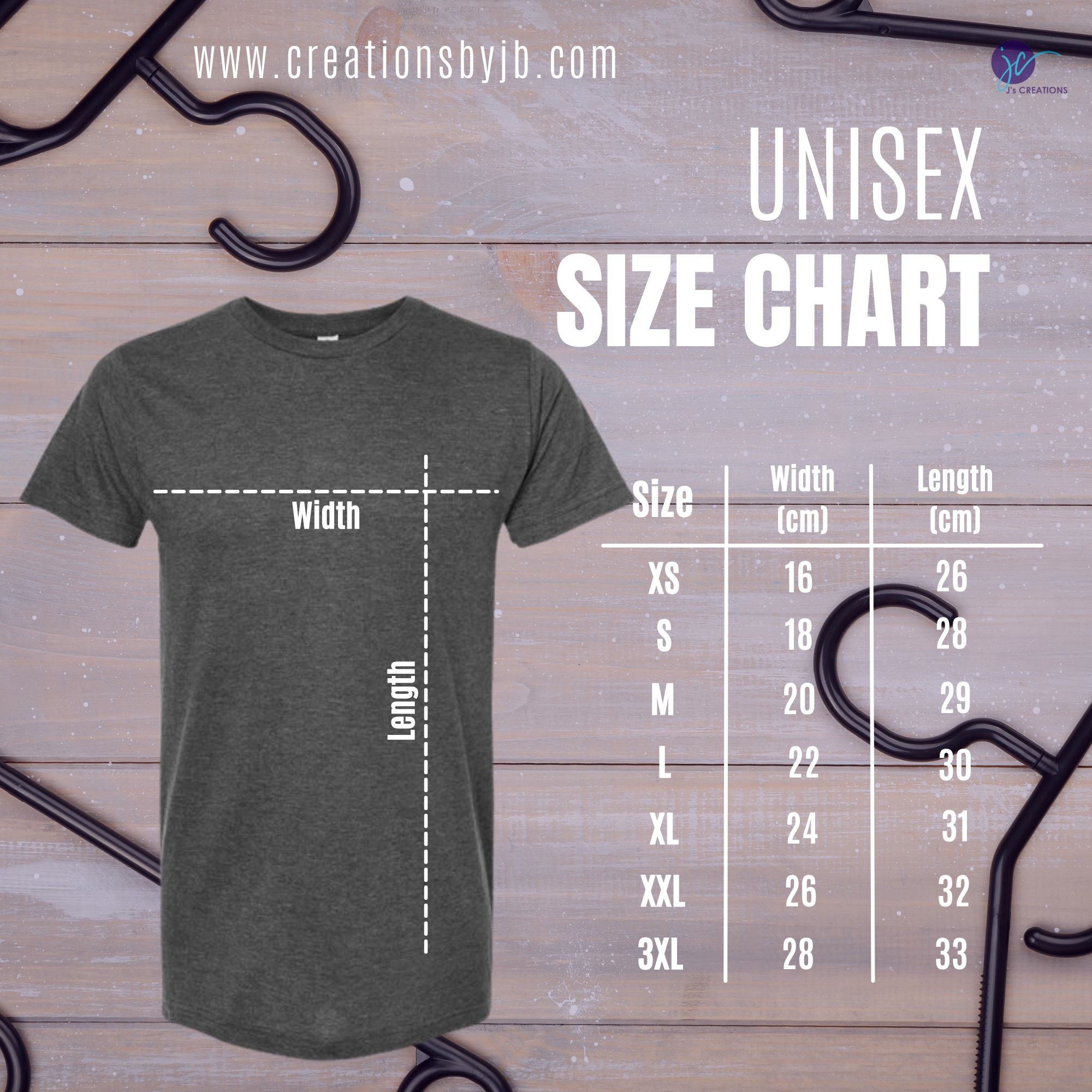 A t-shirt with the size of it and its measurements.