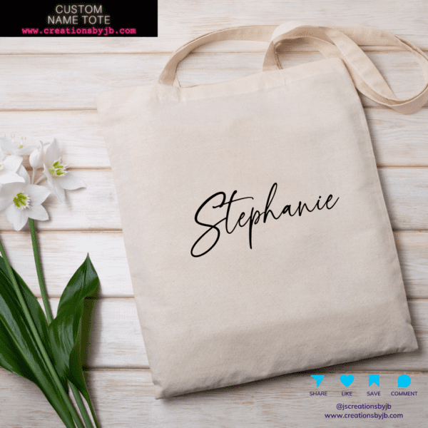 A bag with the name stephanie on it