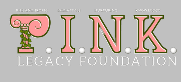 A pink legacy foundation logo with the word pink in front of it.